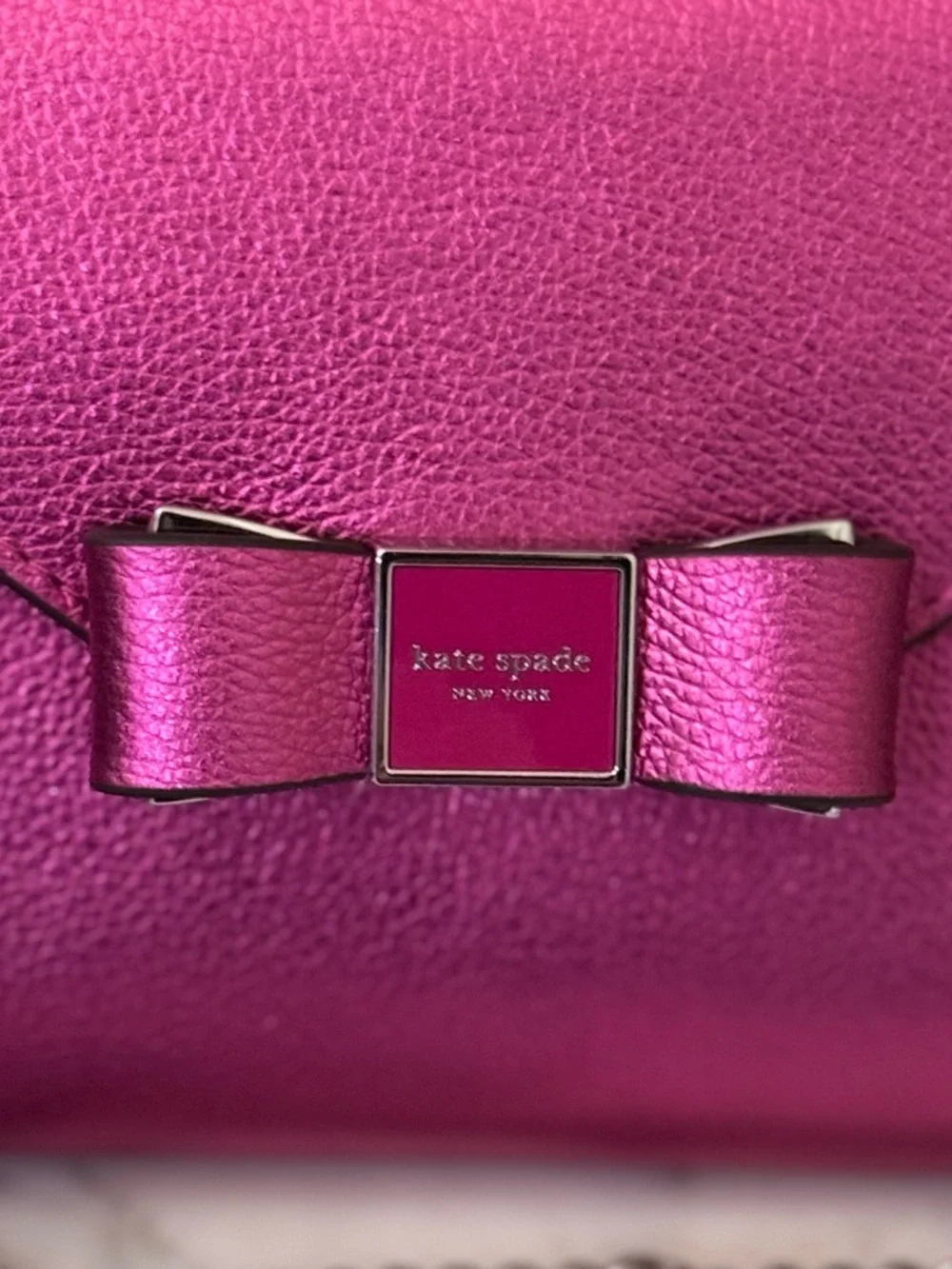 Kate Spade Morgan Bow Metallic Envelope Flap Crossbody and dust bag NWT